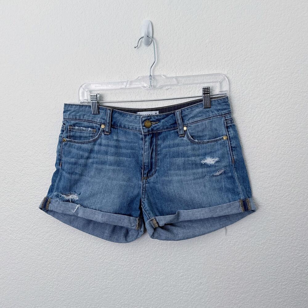 [Paige Denim] Jimmy Jimmy Shorts Mid Rise Cuffed Hem Distressed Cutoffs Size 27